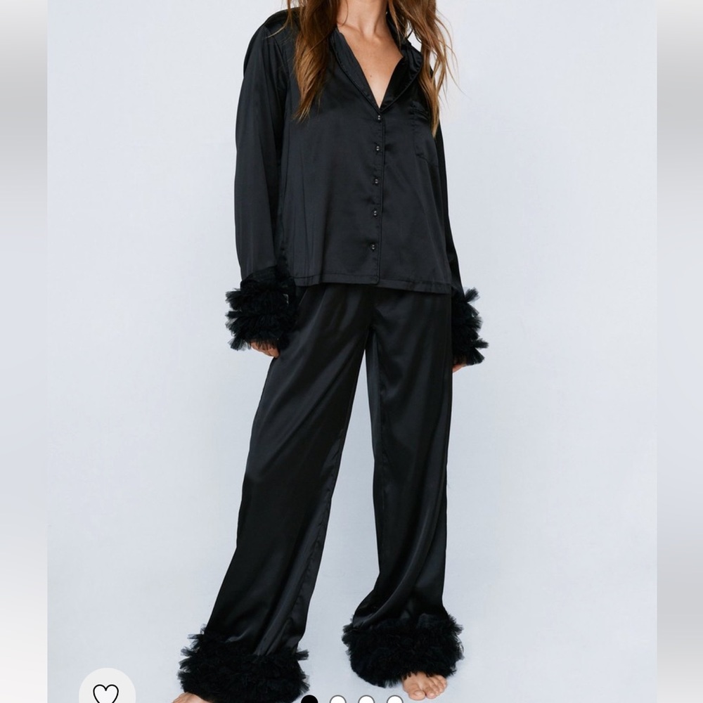 Black satin pj set